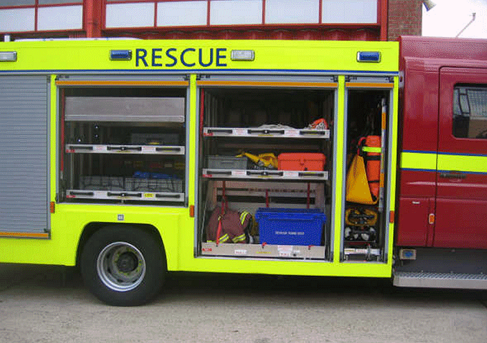 Fire Rescue front & middle offside lockers 